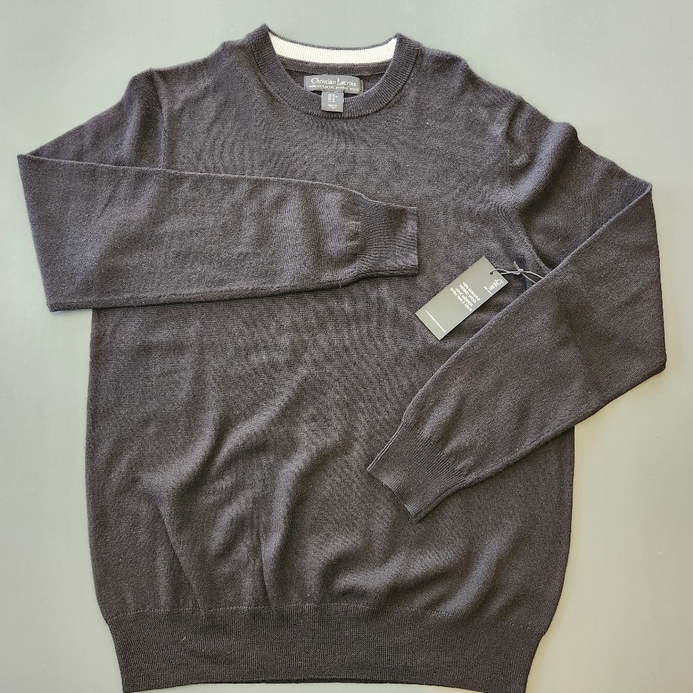 Christian Lacroix Sweater Men’s Medium/Black/NWT/100% Extrafine Merino Wool/Soft